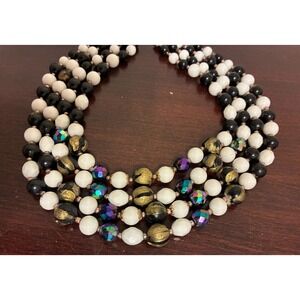VINTAGE Multi-Strand Aurora Borealis Choker Statement Necklace 50's W Germany